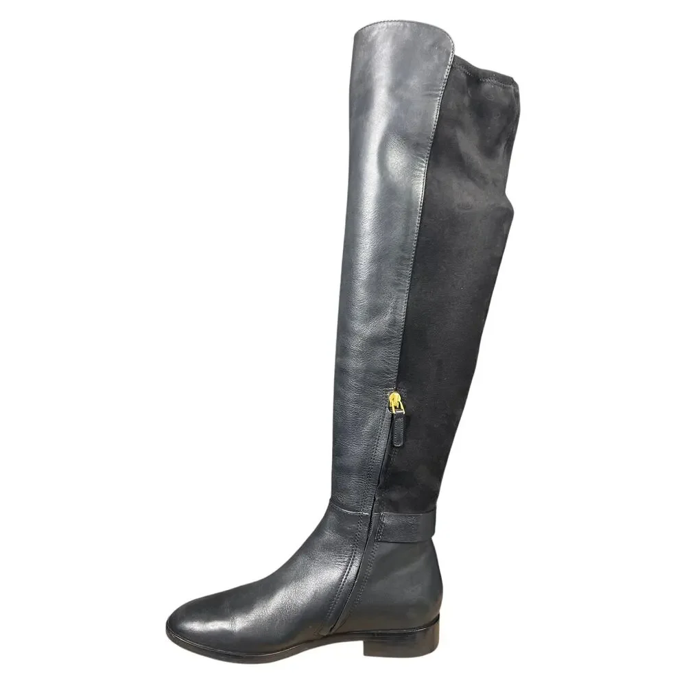 Tory Burch Women’s Marsden Black Leather Stretch Riding Boot Size US 6.5